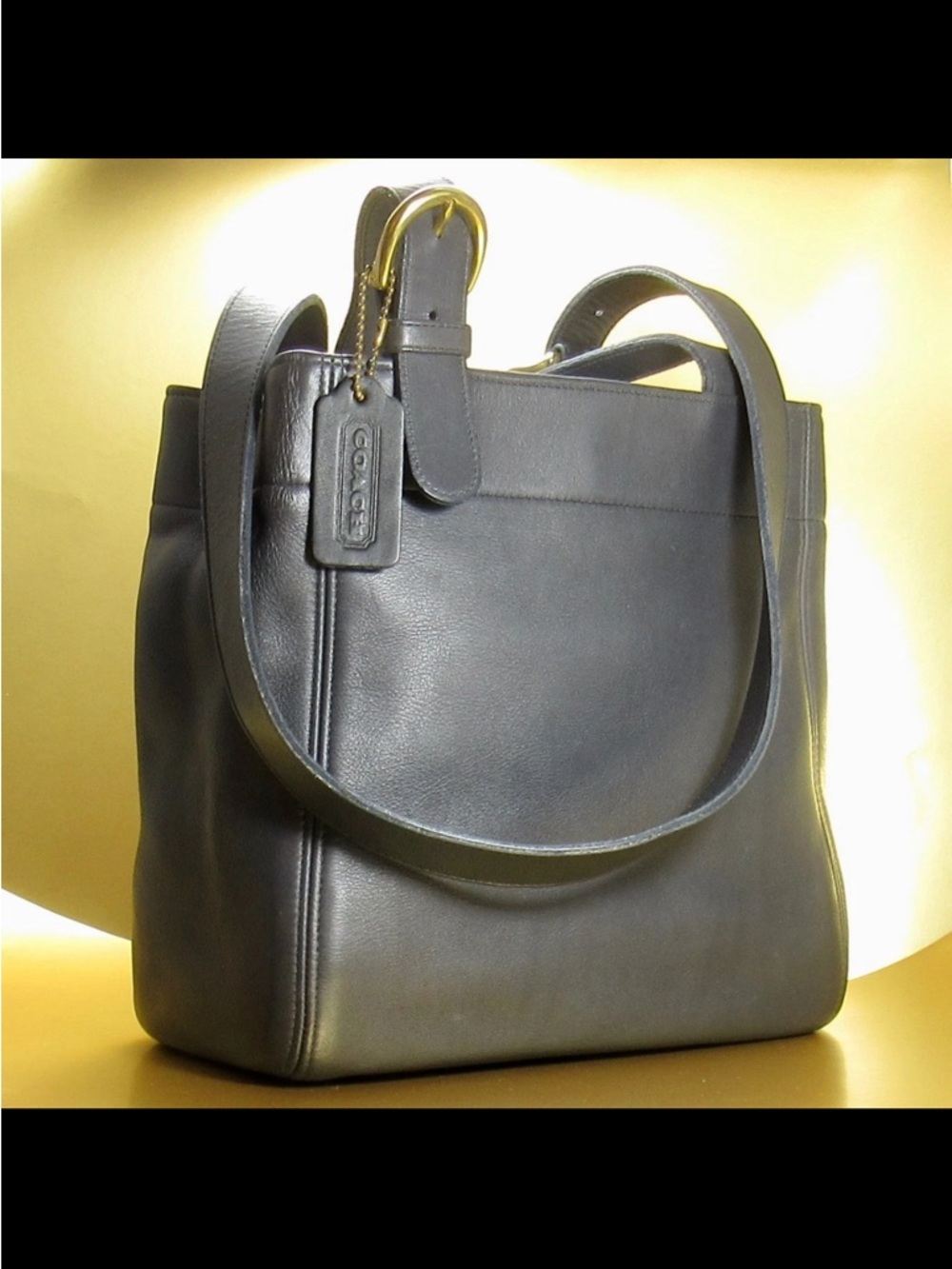 Coach Black Leather Double-Strap Shoulder Bag